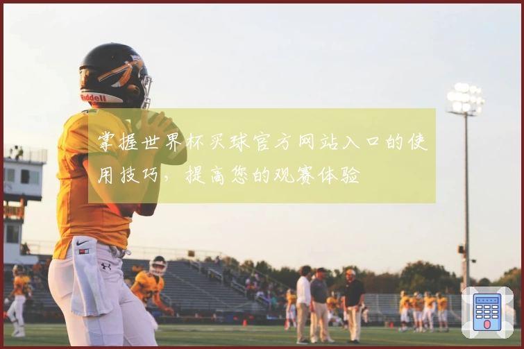 掌握世界杯买球官方网站入口的使用技巧，提高您的观赛体验